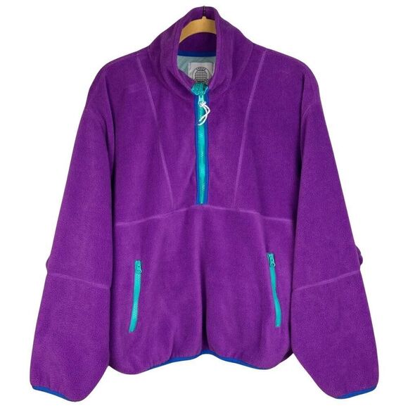 Urban Outfitters Fleece Jacket Womens Size Large Purple Pullover‎ Half-Zip - Picture 1 of 10